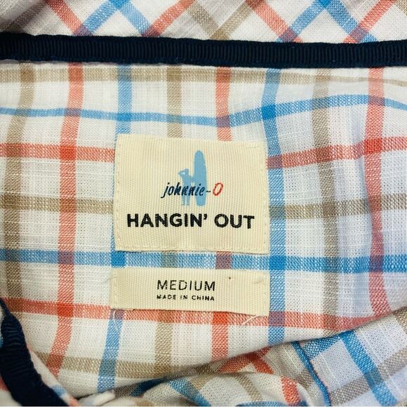 Johnnie-O Button Down Shirt Mens Size M Medium Hangin Out Plaid Check Calypso - Picture 3 of 6
